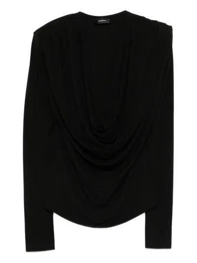 Wardrobe.nyc Drape Blouse In Black