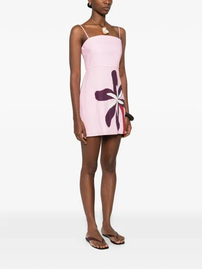 Cala De La Cruz Roma Floral Mini Dress In Pink