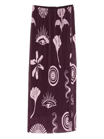 Cala De La Cruz Vela High-waist Maxi Skirt In Burgundy