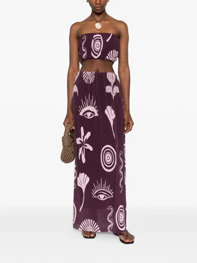 Cala De La Cruz Vela High-waist Maxi Skirt In Burgundy