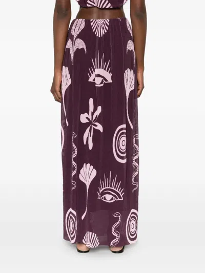 Cala De La Cruz Vela High-waist Maxi Skirt In Burgundy