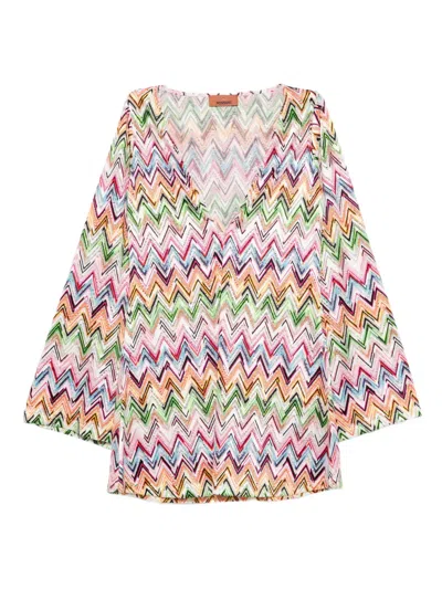 Missoni V-neck Zig-zag Mini Dress In Multi