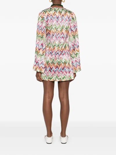 Missoni V-neck Zig-zag Mini Dress In Multi