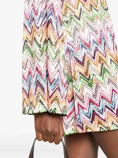 Missoni V-neck Zig-zag Mini Dress In Multi