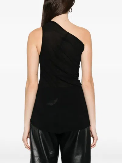 Rick Owens Athena Top With Asymmetrical Sleeves In Black