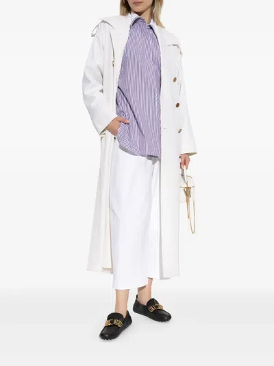 Max Mara Double-breasted Wool Trench Coat In White
