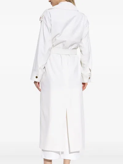 Max Mara Double-breasted Wool Trench Coat In White