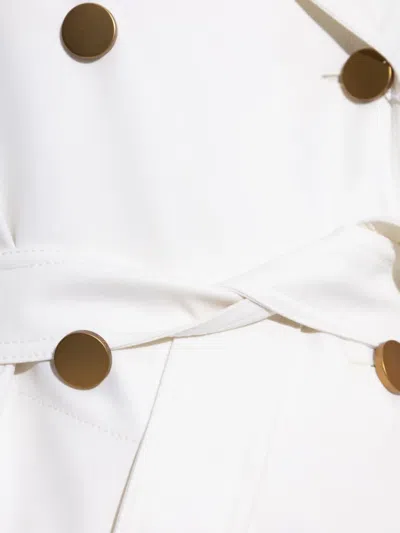 Max Mara Double-breasted Wool Trench Coat In White