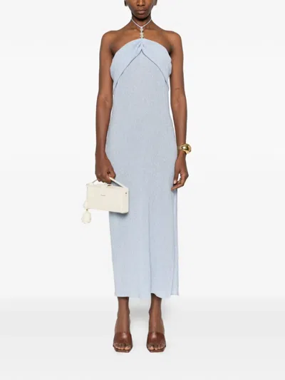 Magda Butrym Halterneck Draped Midi Dress In Blue