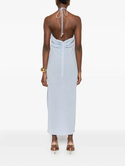 Magda Butrym Halterneck Draped Midi Dress In Blue
