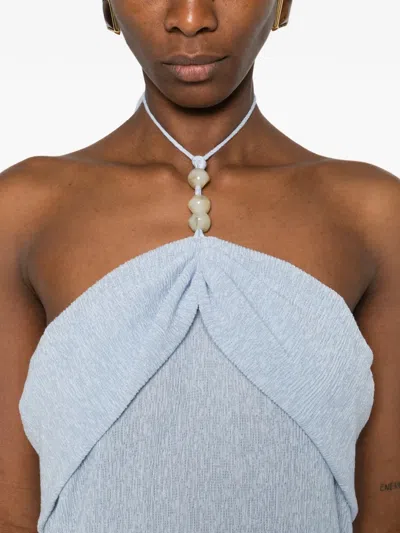 Magda Butrym Halterneck Draped Midi Dress In Blue