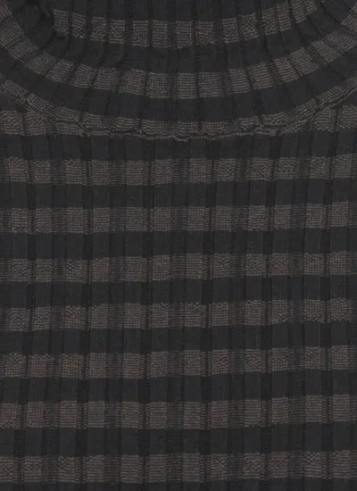Mm6 Maison Margiela Ribbed Viscose High Neck Knit Sweater In Black