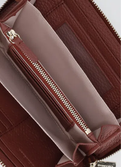 Coccinelle Metallic Soft Wallet In Burgundy