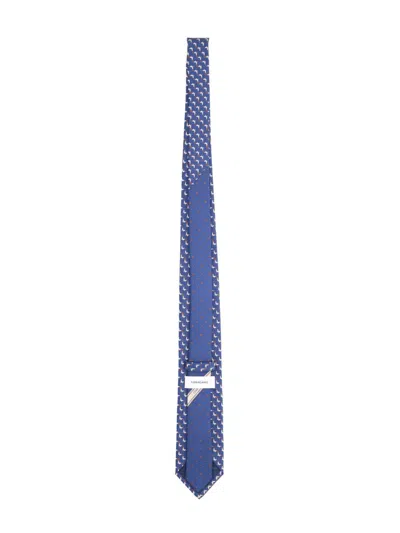 Ferragamo Silk Tie In Blue