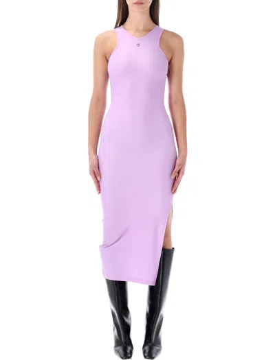 Coperni Midi Tank Dress Round Neck Slit In Pink