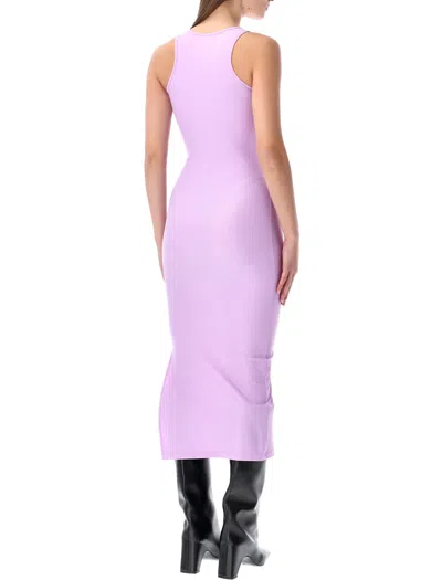 Coperni Midi Tank Dress Round Neck Slit In Pink