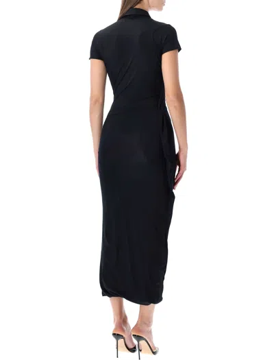 Ottolinger Twisted Polo Midi Dress In Black