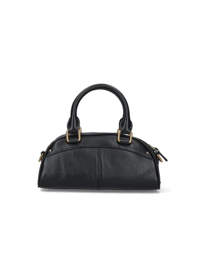Chloé Chloe Small Charm-embellished Leather Top Handle Bag In Black