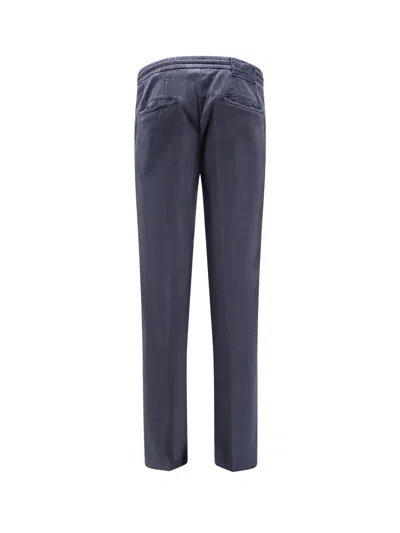 Kiton Logo Label Drawstring Pants In Blue