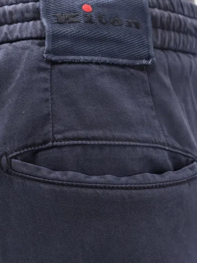 Kiton Logo Label Drawstring Pants In Blue
