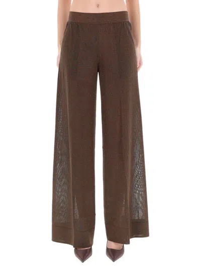 Circus Hotel Mesh-panel Trousers In Brown