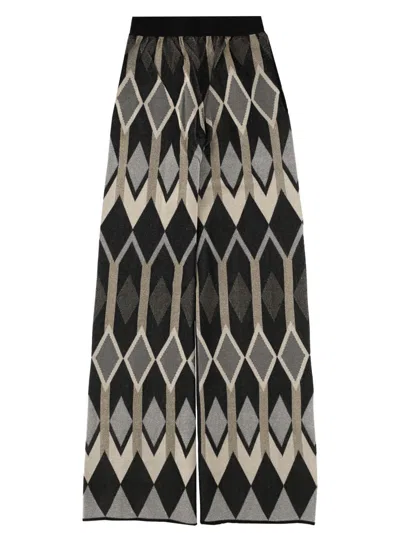 Circus Hotel Pants With Geometric Lamé Jacquard Design In Multi