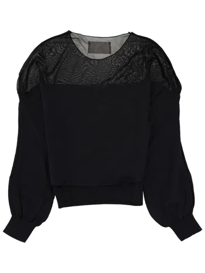 Circus Hotel Long-sleeve Round-neck Top In Black