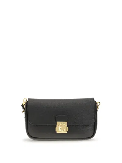 Coccinelle Black Calf Leather Bos Taurus Shoulder Bag In Black