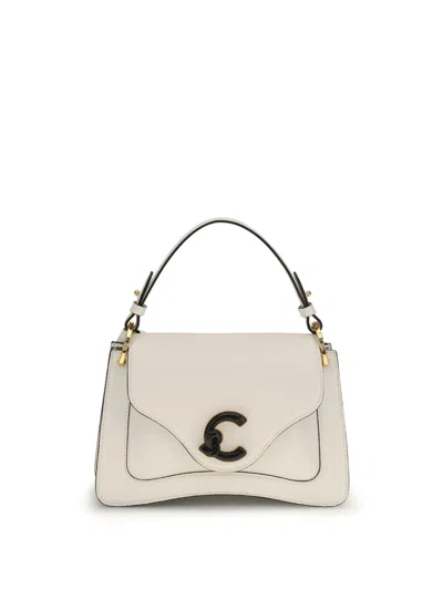 Coccinelle Cream Calf Leather Bos Taurus Handbag In Neutral