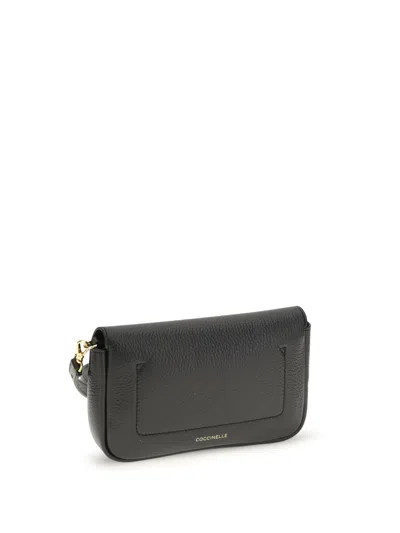 Coccinelle Black Calf Leather Bos Taurus Shoulder Bag In Black