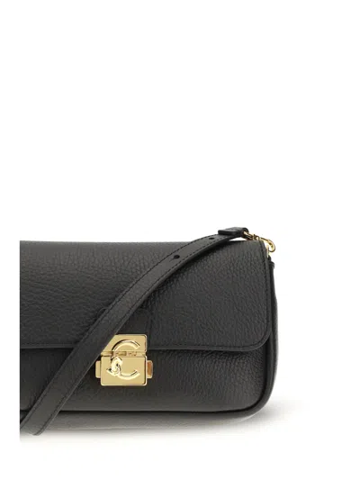 Coccinelle Black Calf Leather Bos Taurus Shoulder Bag In Black