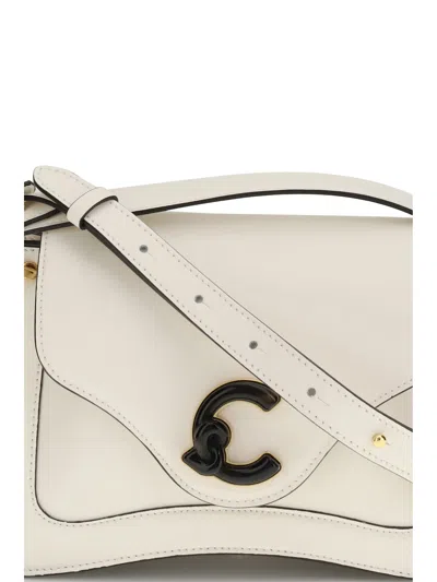 Coccinelle Cream Calf Leather Bos Taurus Handbag In Neutral