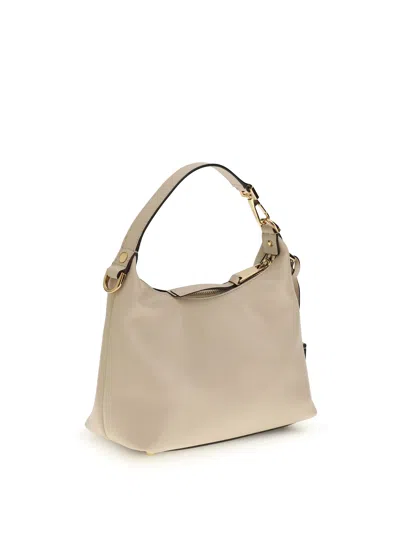 Versace Cream Calf Leather Bos Taurus Shoulder Bag In White
