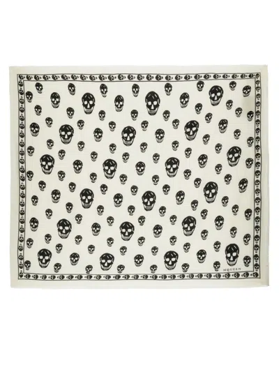Alexander Mcqueen Alexander Mc Queen Biker Skull Wool Scarf In Neutral
