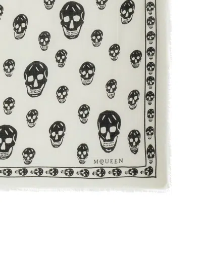 Alexander Mcqueen Alexander Mc Queen Biker Skull Wool Scarf In Neutral