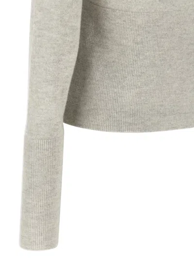 Chloé Embroidered-logo Cardigan In Gray