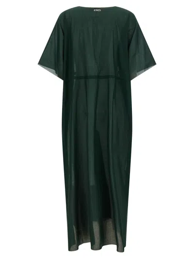 Eres Batwing Sleeve Drawstring Volier Midi Dress In Green