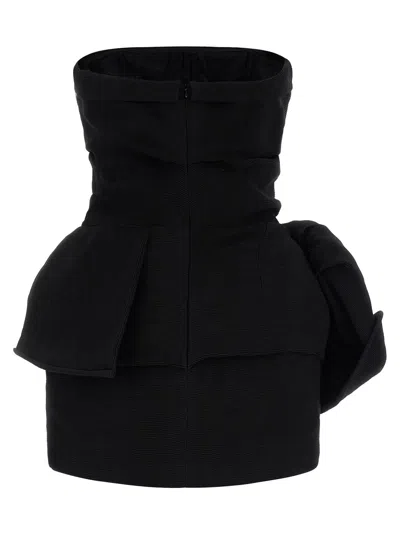 Magda Butrym Ribbed Draped Mini Dress In Black