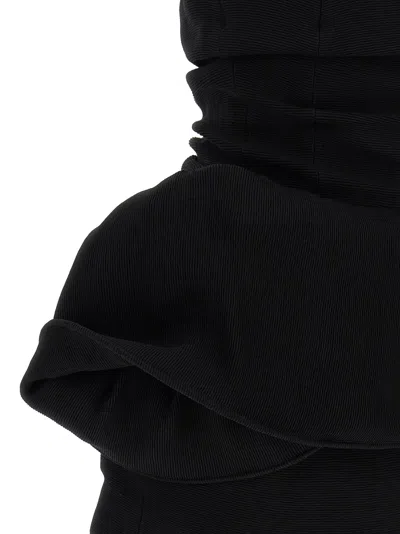 Magda Butrym Ribbed Draped Mini Dress In Black