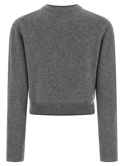 Chloé Wool And Cashmere Cardigan With Logo Knitwear Grey In Gray