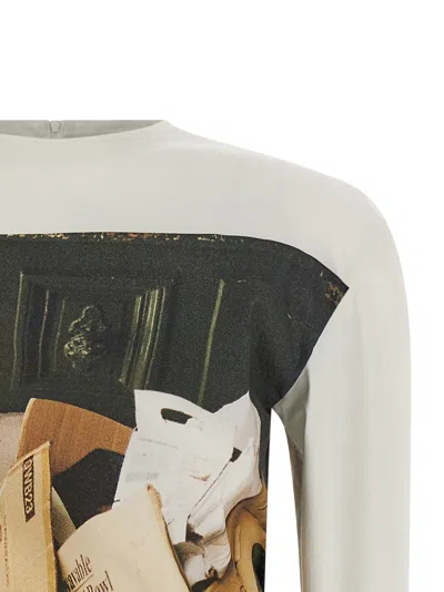 Issey Miyake Graphic-print Zip T-shirt In White