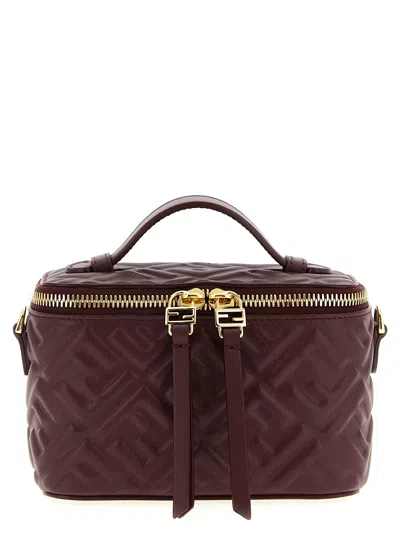 Fendi Vanity Nappa Leather Crossbody Bag Ff Motif In Burgundy