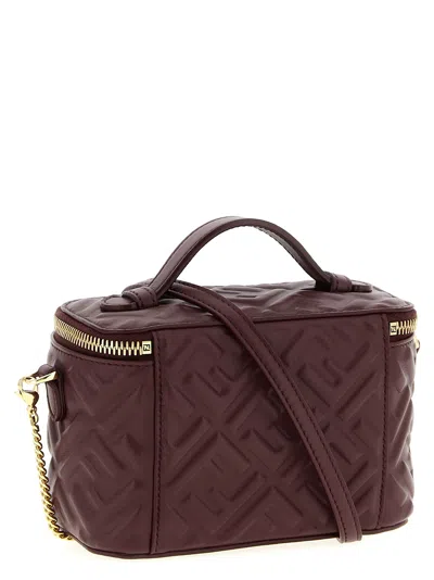 Fendi Vanity Nappa Leather Crossbody Bag Ff Motif In Burgundy