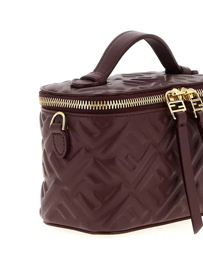 Fendi Vanity Nappa Leather Crossbody Bag Ff Motif In Burgundy