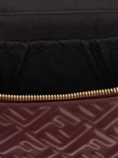 Fendi Vanity Nappa Leather Crossbody Bag Ff Motif In Burgundy