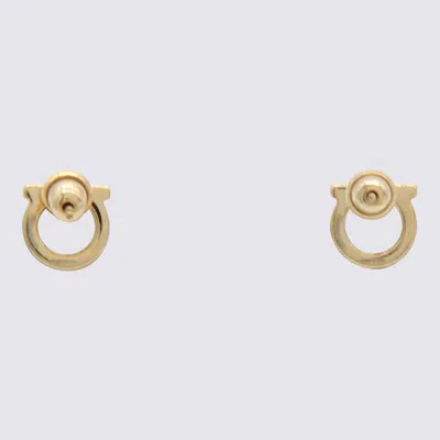 Ferragamo Polished Hoop Design Metal Earrings In Gold