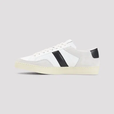 Tom Ford Panelled Suede And Grained Leather Sneakers In White