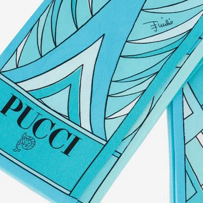Pucci Silk Scarf With Print In Blue