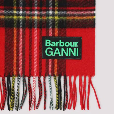 Barbour Red Scarf With Check Motif And Double Logo In Wool Woman In Burgundy