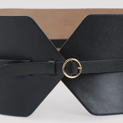 Alaïa Structured Bustier Belt Gold Tone Buckle In Brown